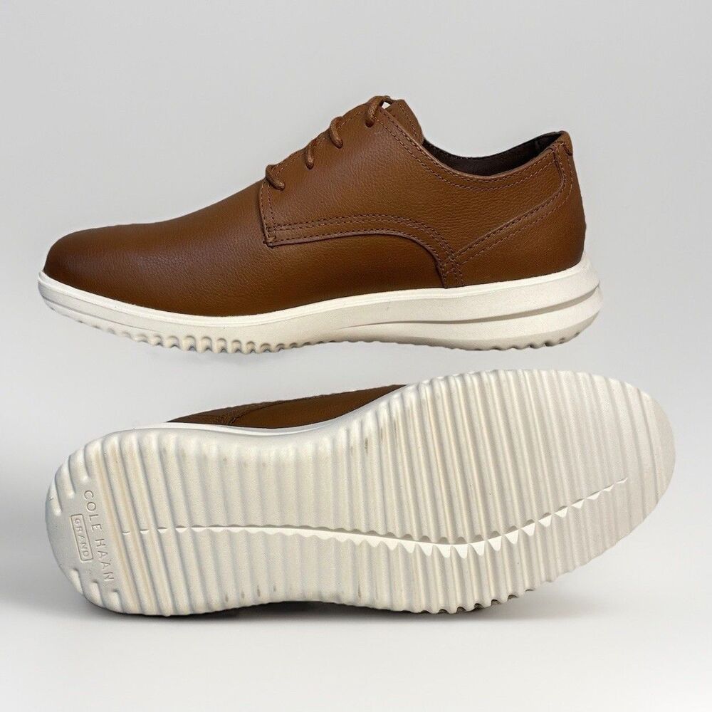 Cole Haan GRND+ Plain Toe OX Shoes Men’s 8.5 British Tan Leather Dress C36935 - Picture 4 of 9